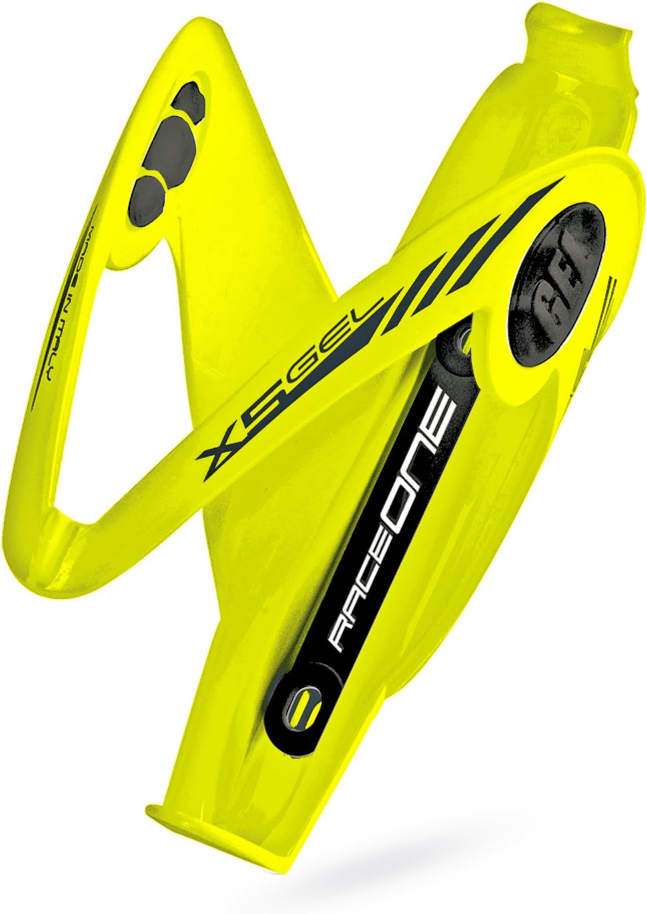 RaceOne - X5 Water Bottle Cage with Gel Inserts for Bicycle Bottles in Yellow Fluro