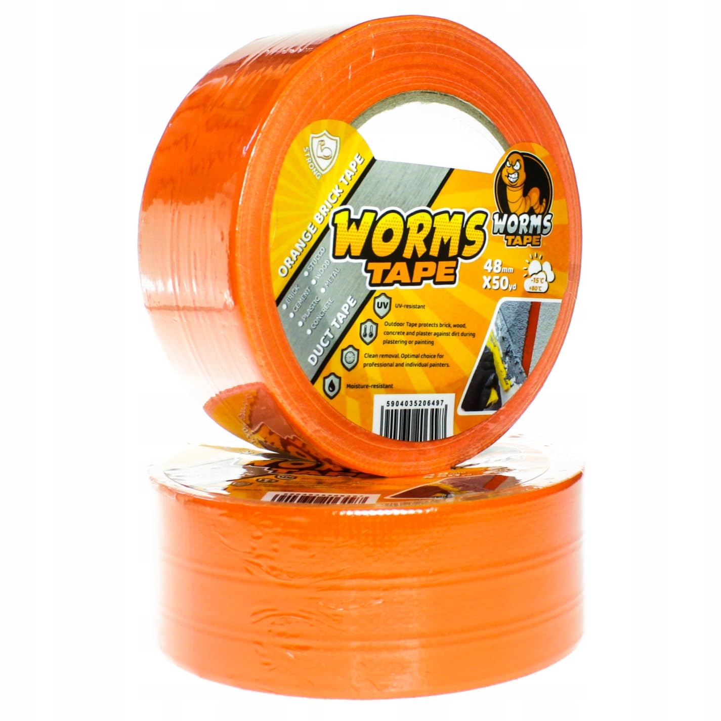 ARPON Profi Putzband 48mm x 50 Yard - Fassadenband für grobe Oberflächen - Klebeband zur Verwendung im Innen- und Außenbereich - Abklebeband UV-beständig - Universal Worms Tape Made in EU