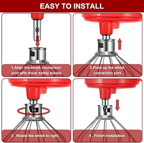Miniatura 8 de Batidor plano de acero inoxidable y batidor de alambre, accesorio para Kitchen Aid Mezclador elevador de tazón de 4.5 a 5 cuartos de galón, apto