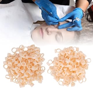 200pcs Tattoo Ring Cup, Tattoo Pigment Holding Ring Cup Microblading Ring Pigment Ink Cup Disposable Eyebrow Tattoo Pigment Eyelash Extension Glue Holder Container Tool