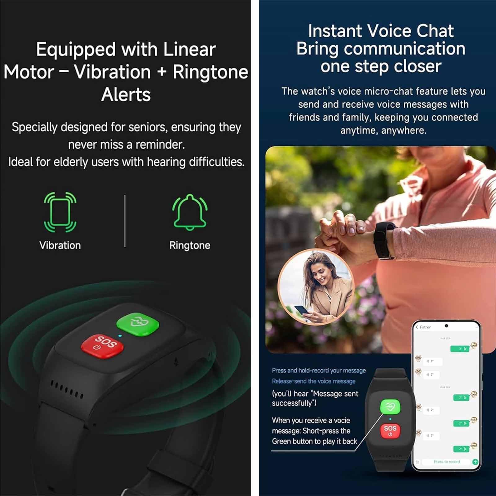 ERICAT Bracelet D'appel d'urgence pour Personnes Âgées, Montre Intelligente Senior avec Détection De Chute Et Suivi D'alerte De Chute, Étanche IP67, Capacité De 800 MAh Et Alerte 1 Touche, Précision