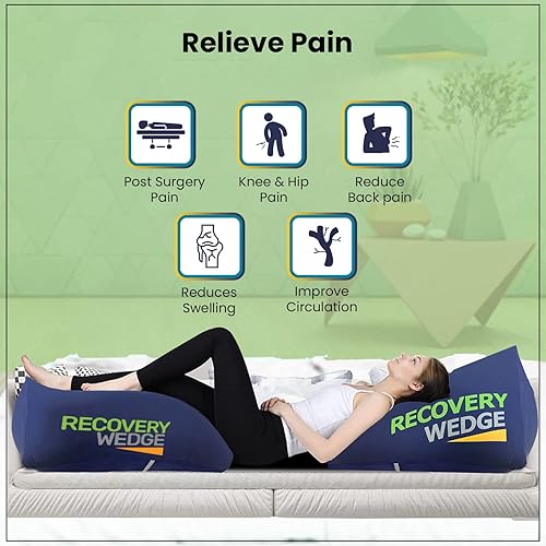 Miniatura 4 de M PAIN MANAGEMENT TECHNOLOGIES Almohada de elevación de piernas de Recovery Wedge, almohada de cuña inflable para dormir y recuperación