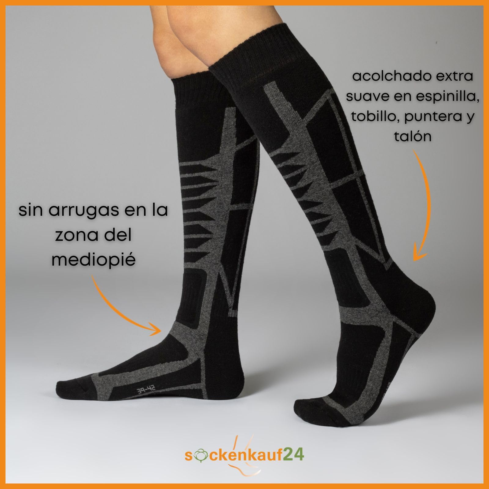 sockenkauf24 2 Pares Calcetines Esqui Hombre y Mujer Calcetines Altos Termicos