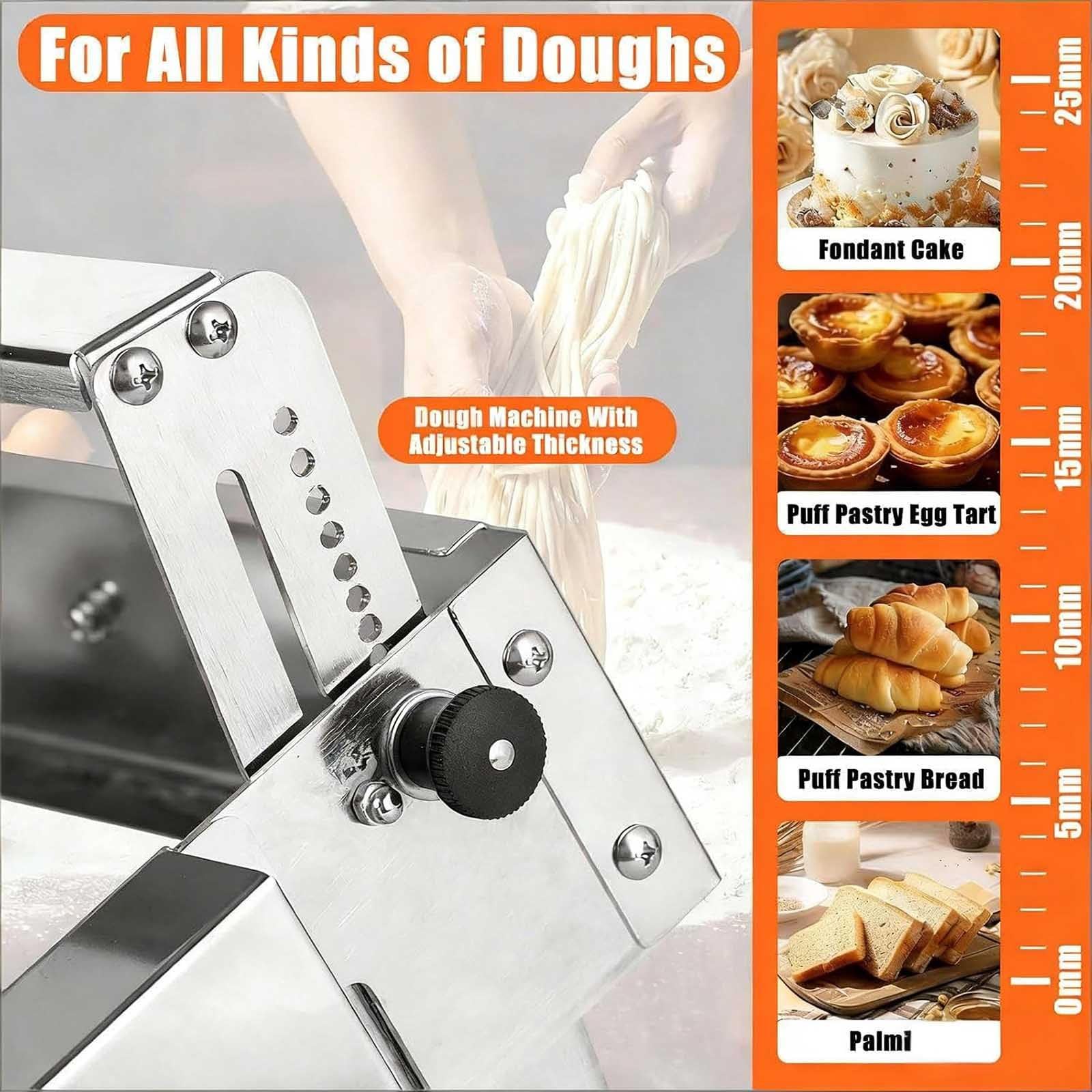 Teigrollmaschine – Manuelle Gebäckmaschine für Croissants, dänisches Gebäck, Blätterteig und Tartekrusten – ideal für private und gewerbliche Backarbeiten