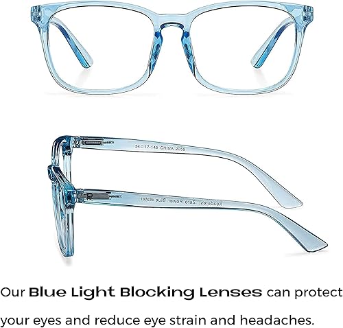 Miniatura 3 de Readerest Lentes de lectura con bloqueo de luz azul (azul claro, aumento de 1.75), anteojos para computadora con lente reflectante fina,