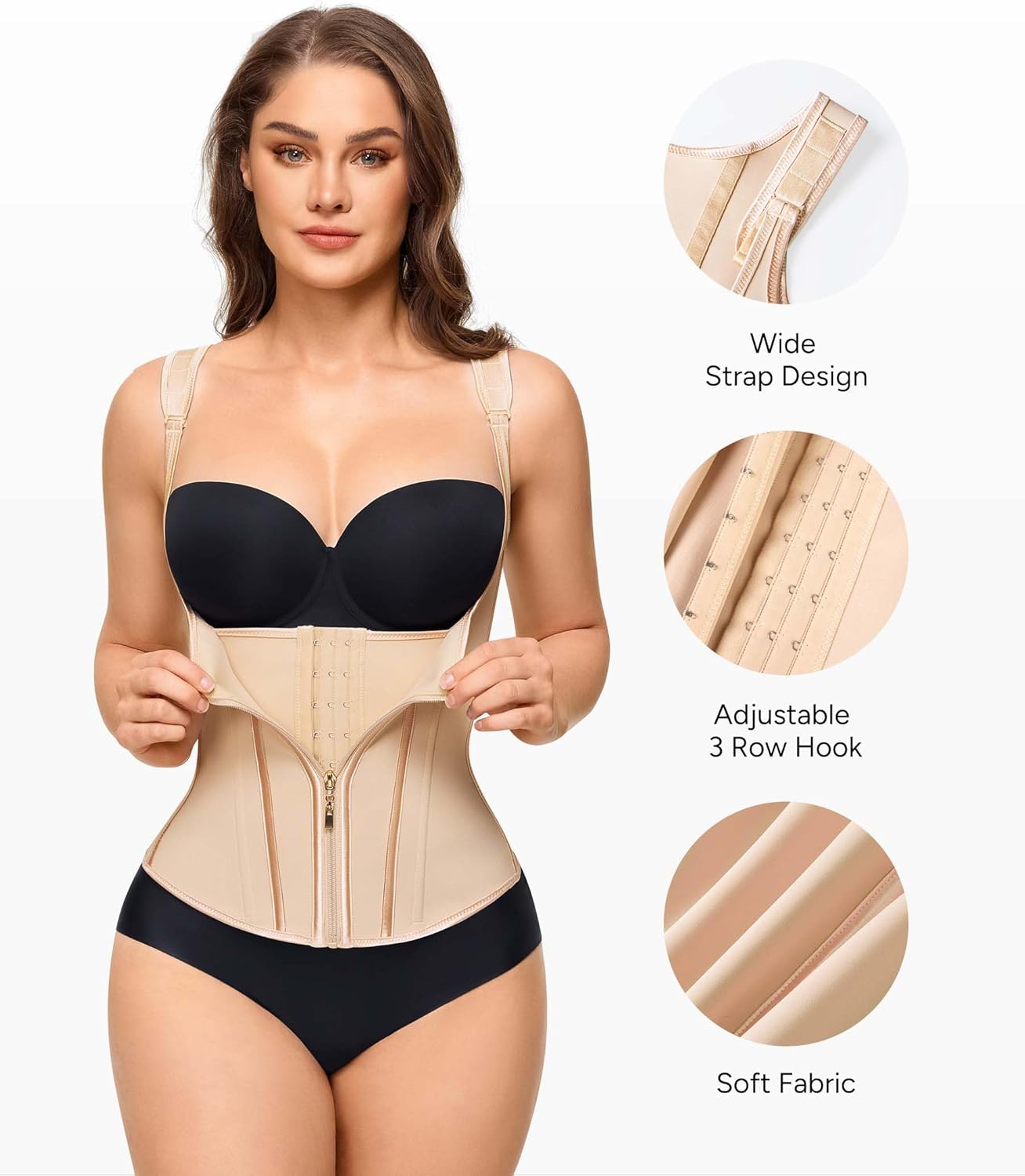 Nebility Waist Trainer for Women Corset Shapewear Tummy Control Faja Body Shaper Waist Cincher with Adjustable Strap - Image 4