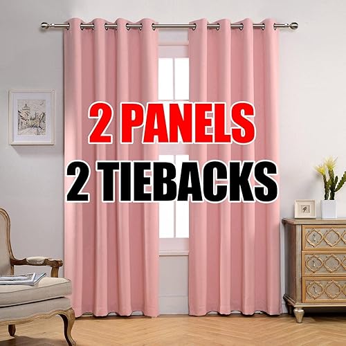 Miniatura 25 de MIUCO - Cortinas opacas para oscurecer la habitación, con aislamiento térmico y ojales para sala de estar, juego de 2 paneles, 52 x 84 pulgadas