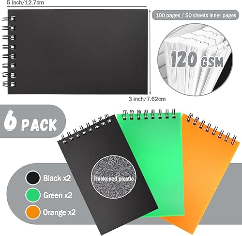 Miniatura 2 de VOKOY Paquete de 6 cuadernos de bolsillo impermeables, bloc de notas de papel de piedra pequeño a rayas, mini bloc de notas para todo tipo de clima,