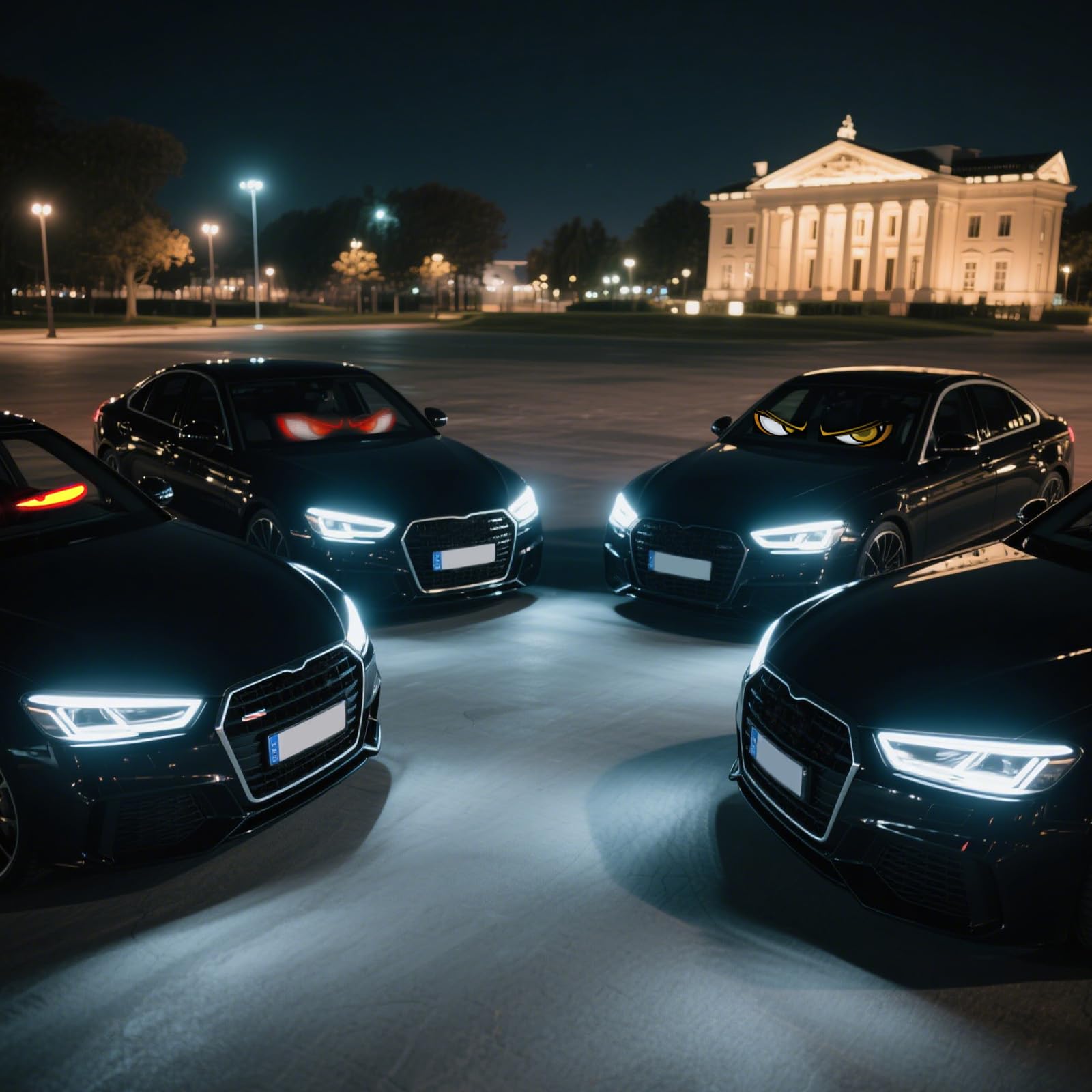 Devil Eyes Light dla samochodów LED oczy dla ciężarówek, LED oczy dla auta, programowalne oświetlenie LED ze sterowaniem przez aplikację i pilotem zdalnego sterowania, do tekstu, samochód