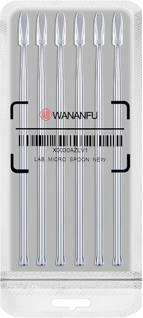 WANANFU Lab Spatula (6 Units) Micro Lab Spoon/Scoop with Powders Tamper, Fits for Empty Capsules Size 000, 00, 0, 1 - Filling Empty Capsules Easier and Faster, Alternative to Capsule Filling Machine