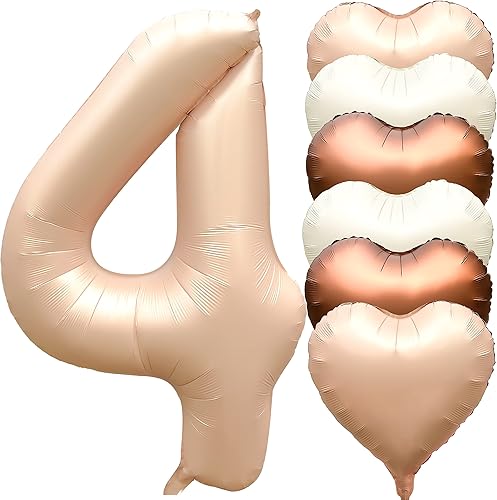 Jonhamwelbor Globo color caramelo número 4 de 40 pulgadas, retro, grande, grande, gigante, de papel de aluminio, helio, Mylar con globos de corazón