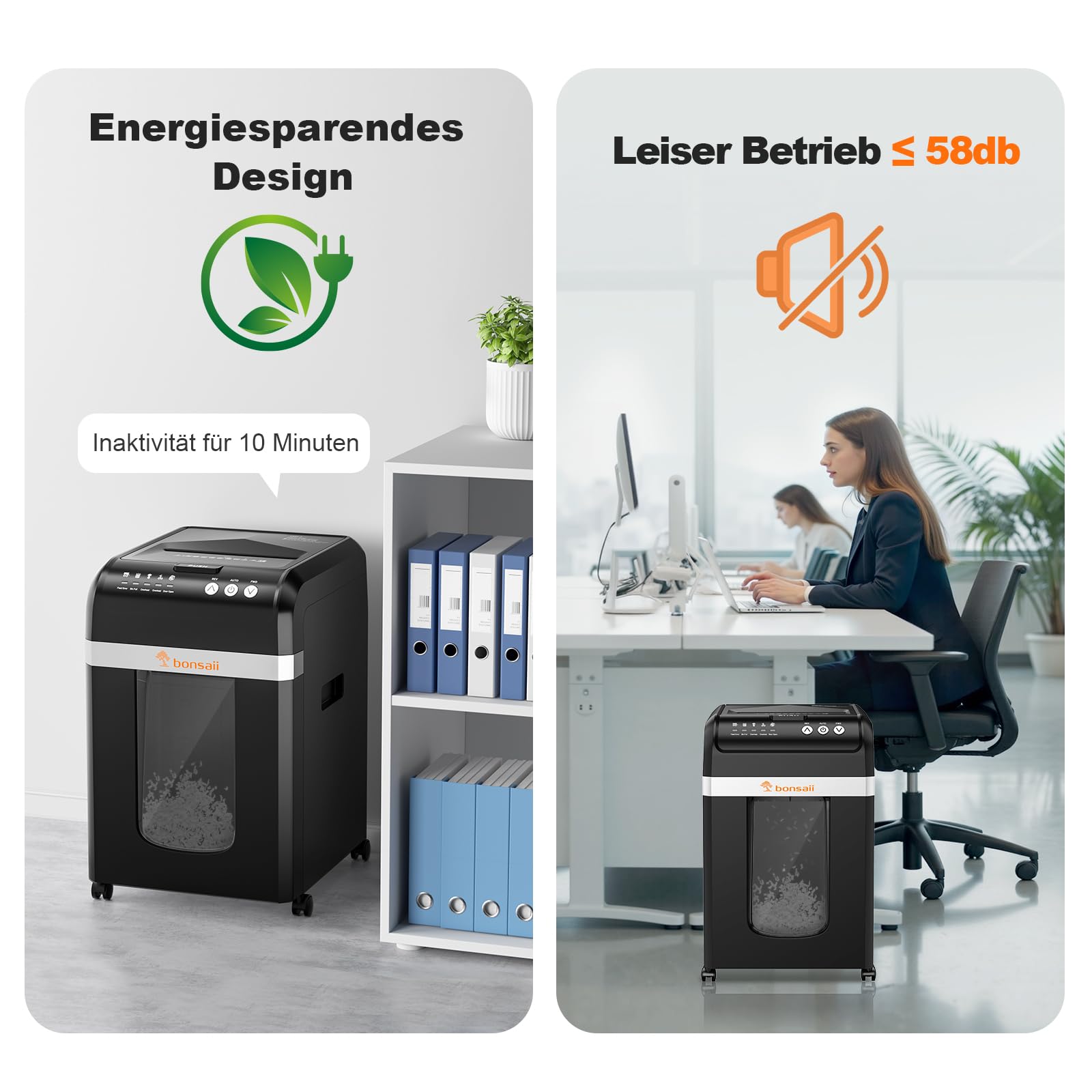 Bonsaii Aktenvernichter mit automatischem 200-Blatt-Einzug, 60 Min Dauerbetrieb, DIN P-4 Mikroschnitt, 31L herausziehbarer Behälter, leise (58 dB) & energiesparend – ideal fürs Büro, C283 | leiser ≤58dB mit 60 Min. Dauerbetrieb und 31L Behälter für Büro u