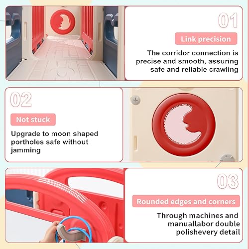 Miniatura 5 de Juego de toboganes 12 en 1 para niños de 1 a 3 años de edad con aro de baloncesto, lanzamiento de anillo, juguete escalador para interiores y