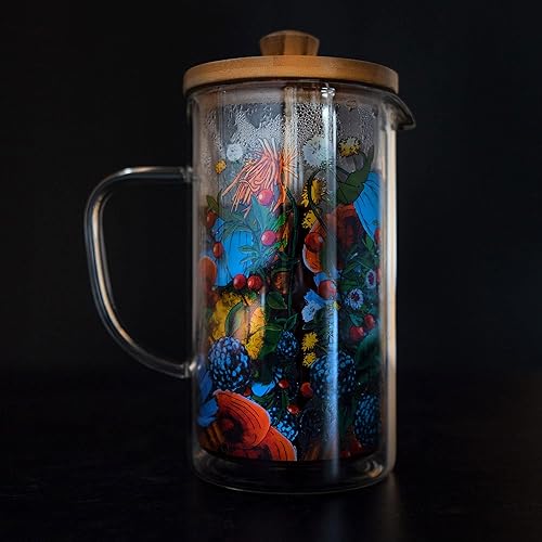 Miniatura 6 de Rasa - Cafetera de prensa francesa de 11.8 fl oz, vidrio de borosilicato de doble pared resistente al calor, sin BPA, 100% libre de plástico