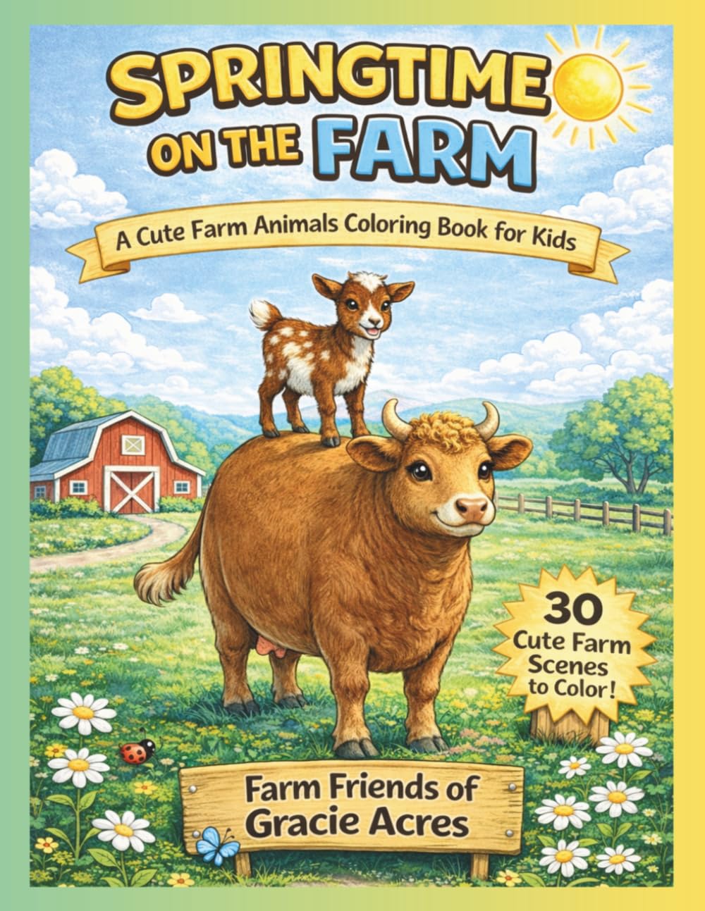 Farm Friends of Gracie Acres: Springtime on the Farm: A Cute Farm Animals Coloring Book For Kids