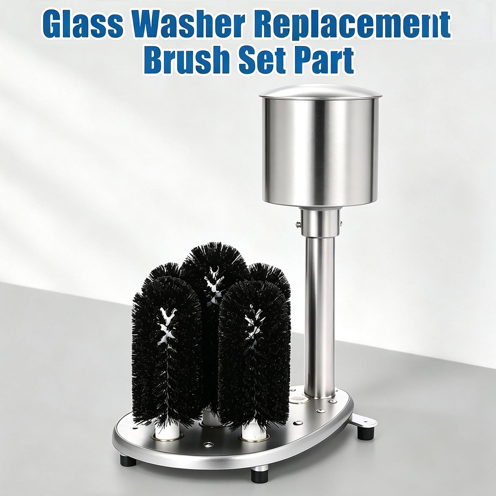 Ensemble de Brosses de Rechange pour Lave-Verres, 4 Brosses de 6"+1 de 7,5" | Convient aux Verres de Moins de 5,9" de Profondeur et 2–4" de Diamètre, pour Bars et Restaurants