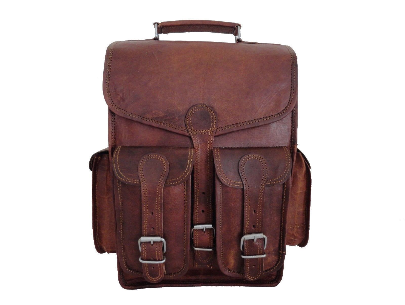 ZNT BAGS,Real Leather Large Backpack Rucksack Briefcase Travel Bag Handmade Big Overnight (Large Brown)-image-15