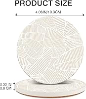 Vista 3 de Juego de 2 posavasos de mesa absorbentes de cerámica, resistentes al calor, con base de corcho, diseño de hojas para proteger los muebles