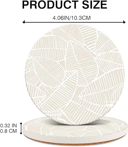 Miniatura 3 de Juego de 2 posavasos de mesa absorbentes de cerámica, resistentes al calor, con base de corcho, diseño de hojas para proteger los muebles (paquete