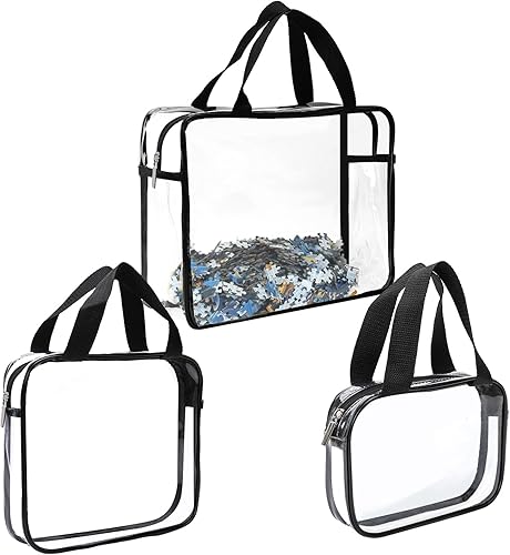 Miniatura 1 de Paquete de 3 bolsas de almacenamiento de juguetes, organizadores de juguetes y almacenamiento de PVC transparente con asas para manualidades,