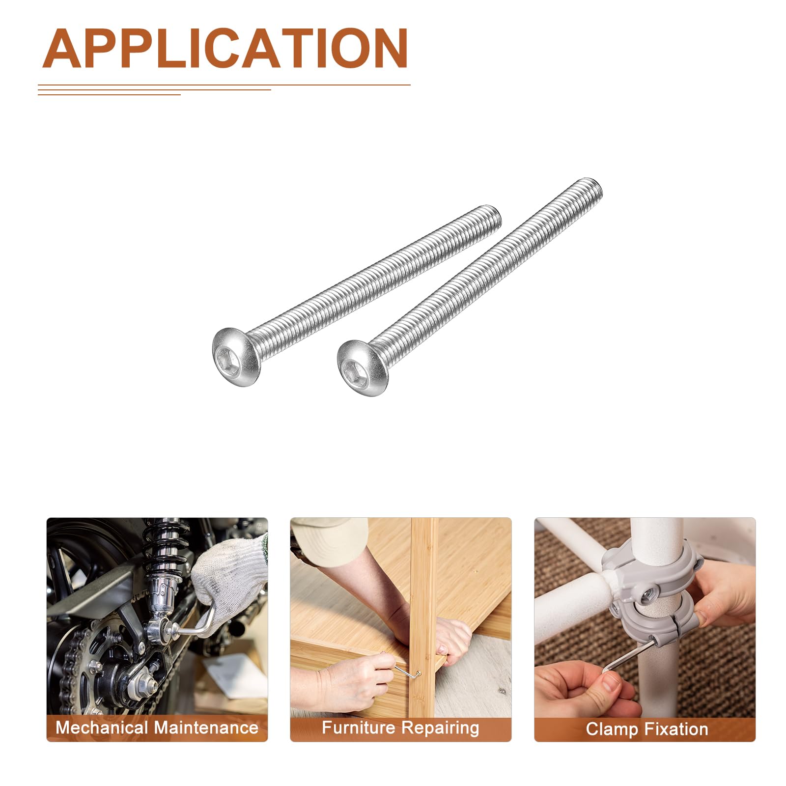 M8-1.25 X 16mm Button Head Socket Cap Screws, Stainless Steel 18-8, Bright Finish, Fully Threaded, Allen Socket Drive, 50 PCS