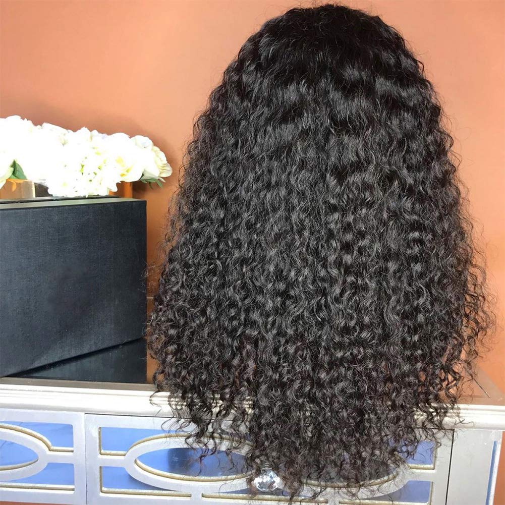 Black Curly Wig, Soft Afro Loose Wigs Human Hair with Elastic Strap, Wavy Synthetic Hair with 2 Adjustment Straps, Curly Wigs for Black Women for Everyday Parties and Cosplay