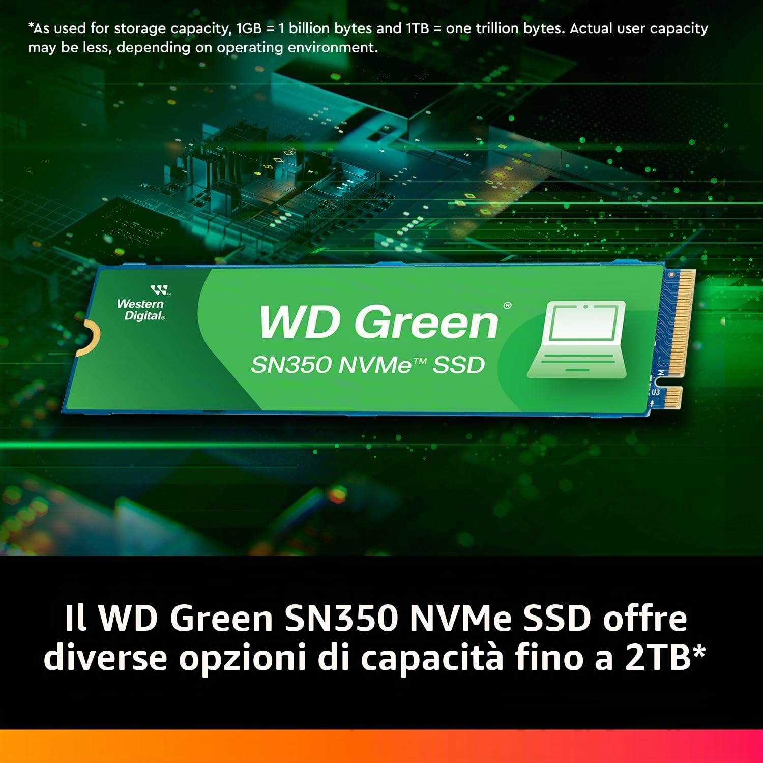 Western Digital WD Green SN350 NVMe - Unità SSD interna a stato solido da 250 GB - Gen3 PCIe, M.2 2280, fino a 2.400 MB/s - WDS250G2G0C