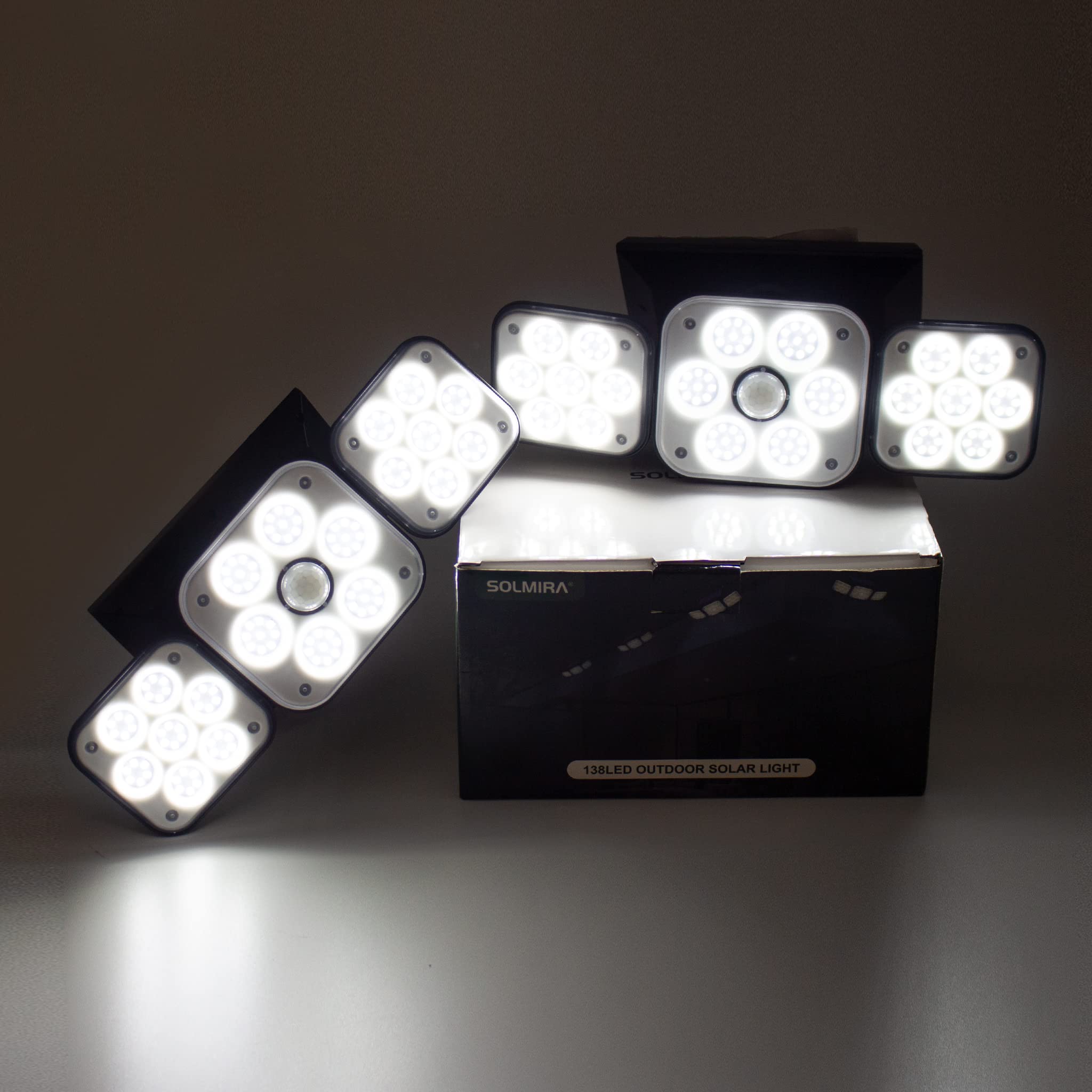 Solarny świetlny LED na Zewnątrz ścienne, 2 Liczba, 138 LED, Oświetlenie 270º, 3 Tryby, CE i RoHS Certyfikat
