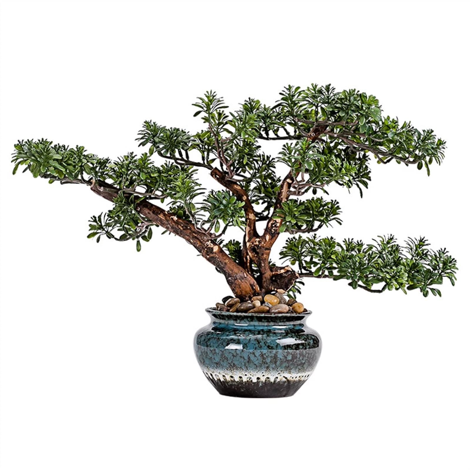 DFGHNBVC Artificial Plants Display Tree Chinese Artificial Bonsai Tree Simulation Welcome Pine Bonsai Wood Zen Ceramic Potted Faux Plant Living Room Home Ornaments Book Shelf Decor Orname
