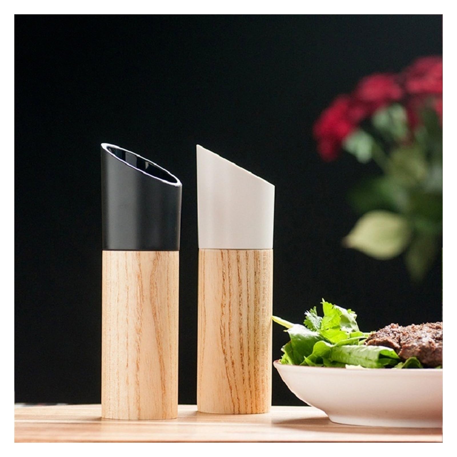 Solniczki i pieprzniczki Młynek do pieprzu Drewniany młynek do soli i pieprzu Młynek do przypraw Ręczny młynek do przypraw Butelka Gotowanie Home Decor Kitchen Grill Tool(2 Pcs)