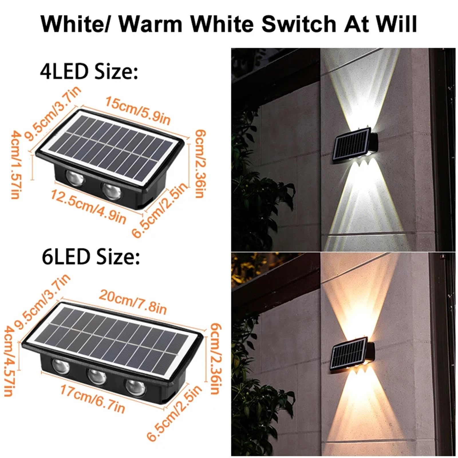 Zewnętrzna lampa solarna Led Lampa odblaskowa Wall Washer Potężna słoneczna lampa ścienna 1 sztuka, SAGESWA, 4led