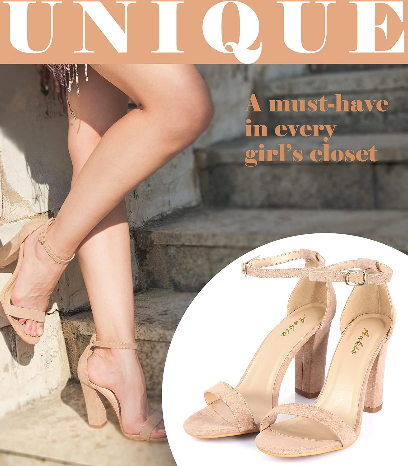 Ankis White Heels Wedding Shoes for Bride Women Chunky Heels Pearl High Heels Heeled Sandals 4 Inch - Image 2