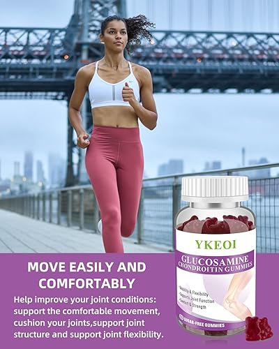 Miniatura 7 de YYKEOI - Gomitas de condroitina de glucosamina sin azúcar con MSM y calcio, gomitas de apoyo articular para hombres y mujeres, suplemento de apoyo
