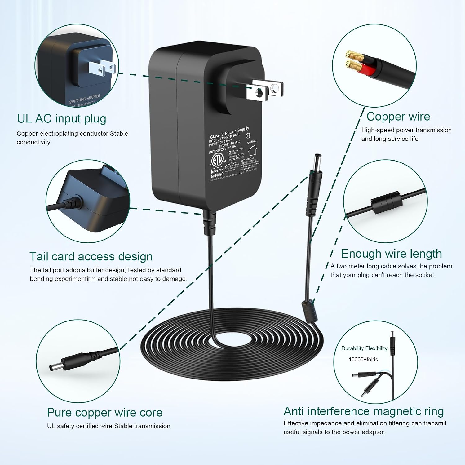 dc 15v Charger Power Adapter Compatible DC15V 0.1A 0.5A 1.0A 1.5A 1.7A 2.0A Power 30W (Max),for 15V LED Lights,DJ Controllers,Drills,Fish Tank Lights,Massage Guns,Lawn Mower Power Cords