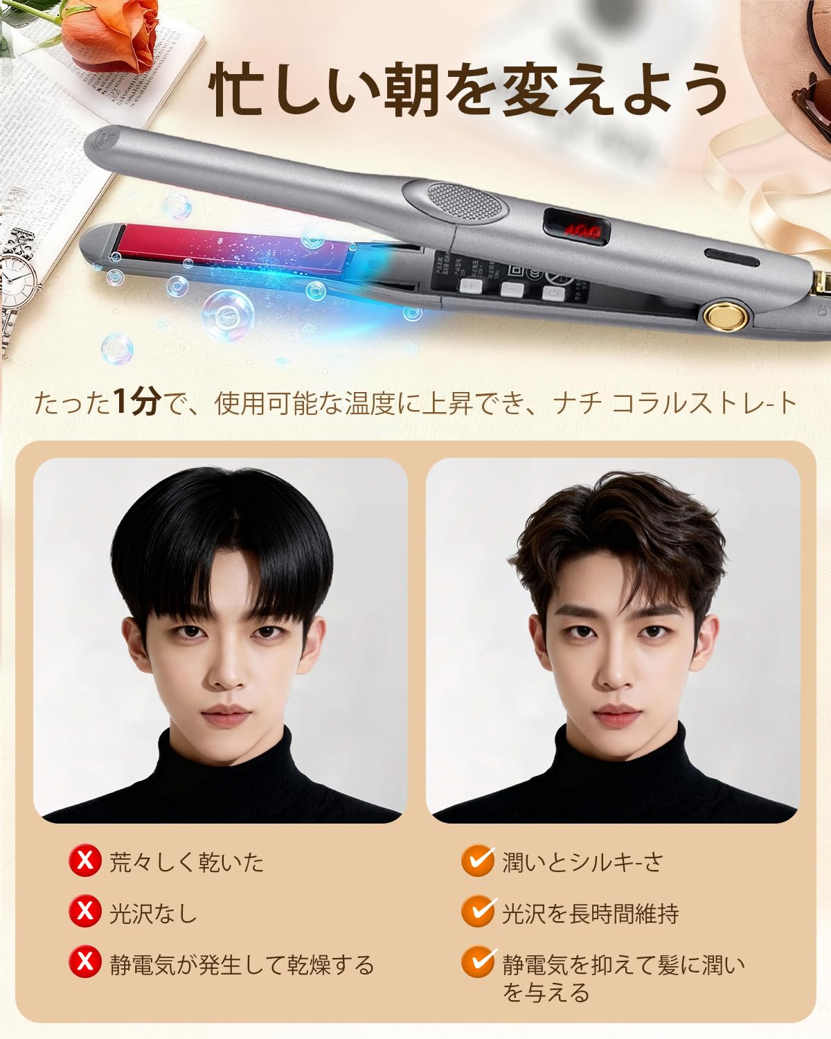 Amazon.co.jp: Qizheyibvo ヘアアイロン メンズ 13mm カール