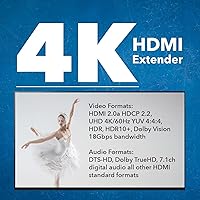 Vista 6 de OREI Extensor HDMI 4K a través de Ethernet, Extensor Balun a través de Cat6/Cat7 con extractor de audio óptico IR hasta 70 metros - Salida en bucle