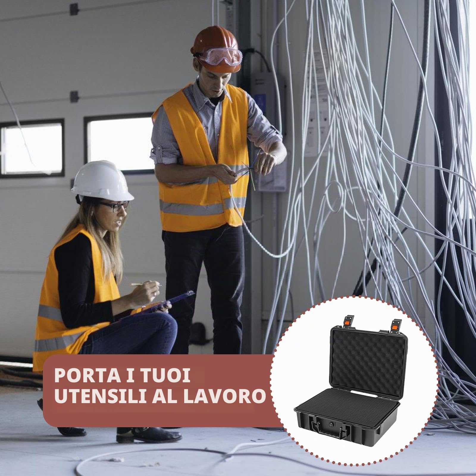 Cubo in schiuma poliuretanica nera con inserto per utensili, custodia per fotocamera, inserto da tavolo (4 x 400 x 300 x 2,5 mm + 4 x 400 x 300 x 10 mm)