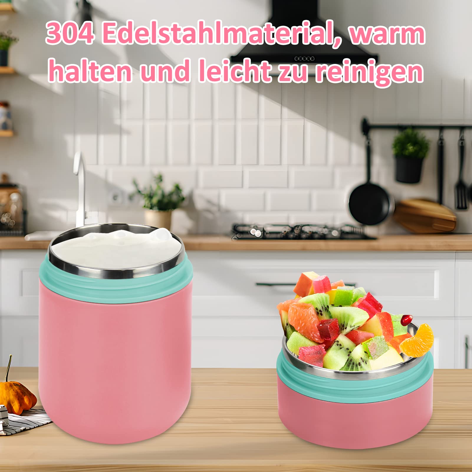 Tazza Porta Yogurt Acciaio Inox 710ml Con Cucchiaio - Doppio Scomparto Per Cereali E Latte - Foto 8