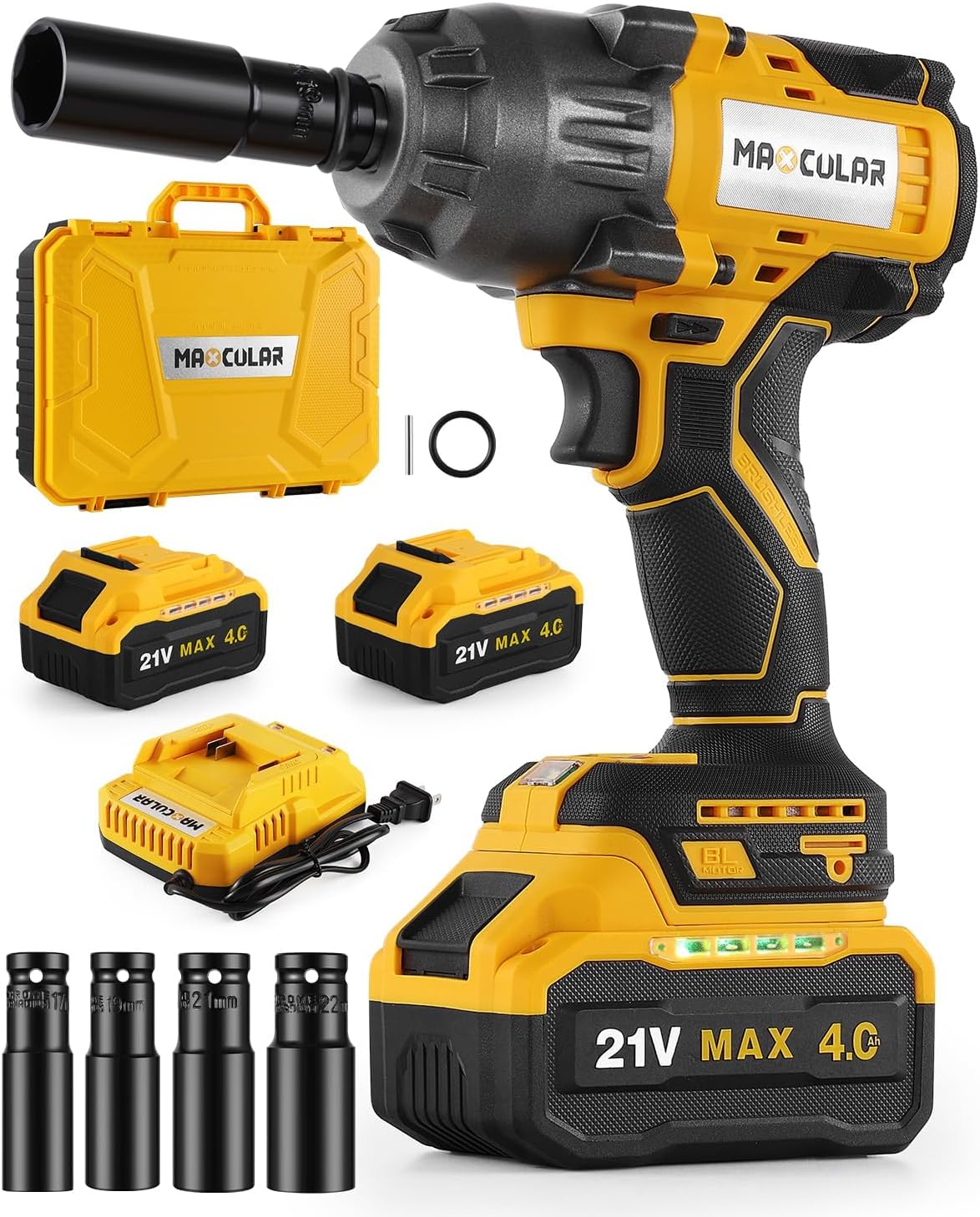 Cordless Impact Wrench 627Ft-lbs (850N.m) High Torque