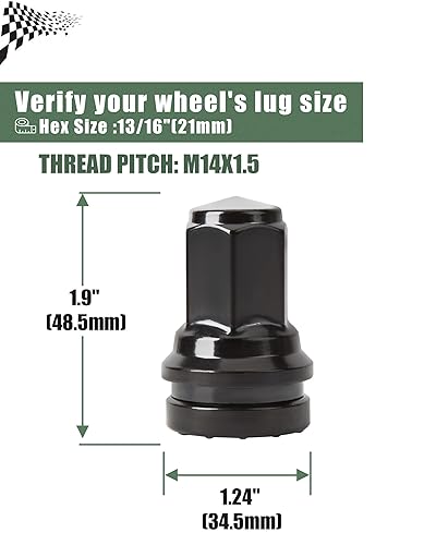 Miniatura 2 de Tuercas de llanta negras de 14 x 1.5 pulgadas, 32 tuercas de rosca M14x1.5 OEM HCPZ-1012-B HCPZ-1012-A para Ford F250 F350 Super Duty 2017-2024,