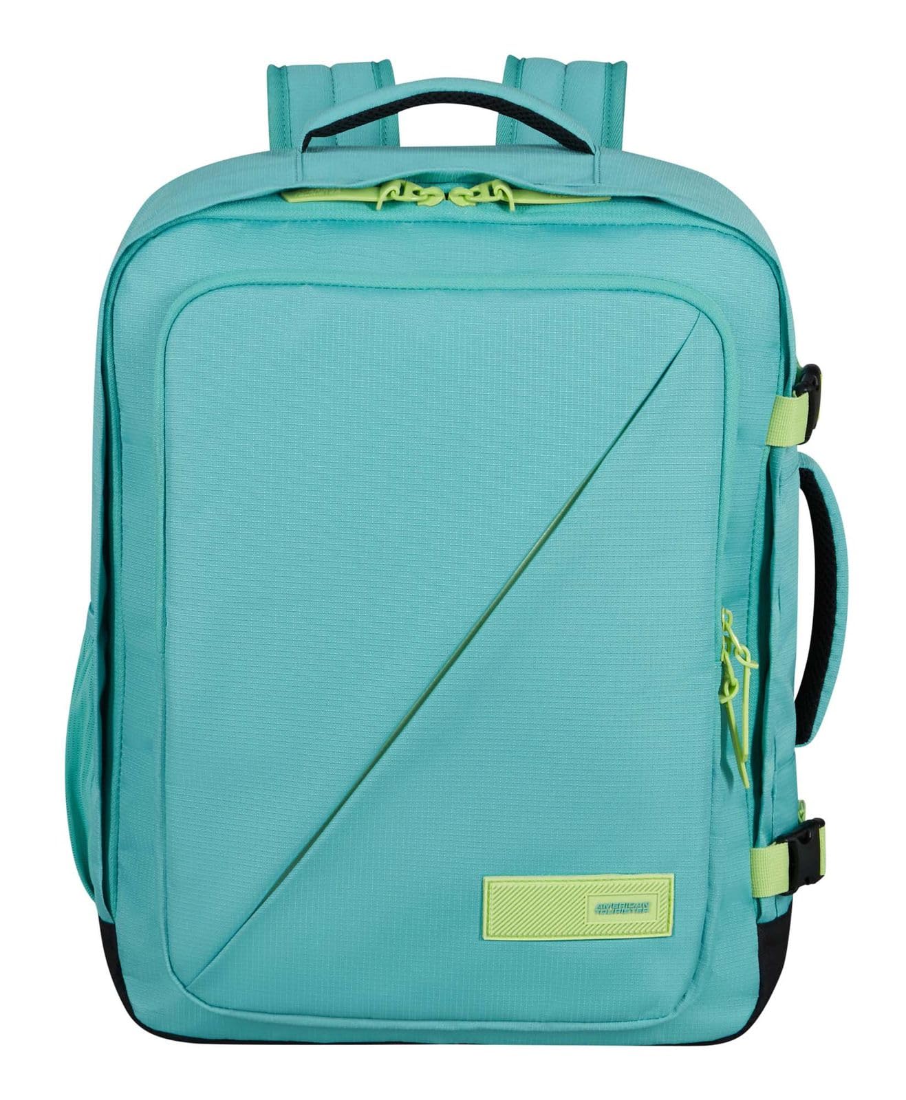American Tourister Take2Cabin - Borsa da cabina Ryanair 25 x 20 x 40 cm, 24 L, 0,50 kg, bagaglio a mano, zaino aereo S sottosella, turchese/verde (turchese polveroso/lime)
