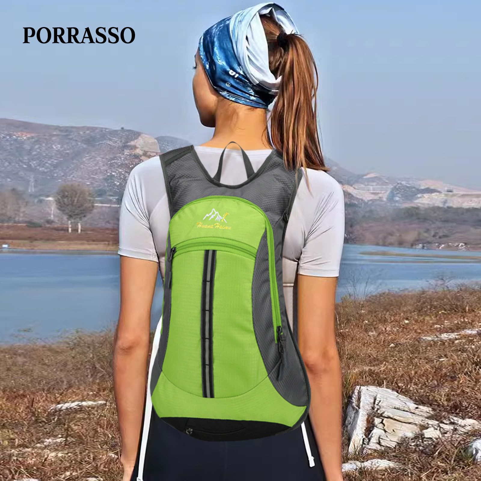 Zaino da Trekking Zaino Impermeabile 18L Leggero Zaino Hiking Backpack per Donna Uomo Campeggio Ciclismo Arrampicata Sport Verde