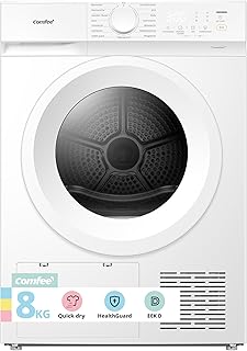 Comfee Wärmepumpentrockner, 8kg, Energieklasse D mit Wärmepumpentechnologie, UV-Licht für hygienische Reinheit, Auffrischen, LED-Display,Schnelltrocknen,CD08EHP05W,Weiß [Energieklasse D]