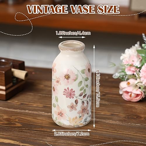 Miniatura 3 de Jarrón pequeño de cerámica rústico para casa de campo, jarrones bohemios, decoración del hogar para tu cocina, dormitorio, oficina, baño y estante,