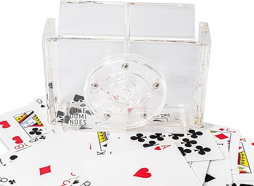 Miniatura 4 de La Canasta - Juego de bandeja para cartas con 2 barajas de cartas en caja acrílica con tapa deslizante y base giratoria, mantiene la pila de cartas