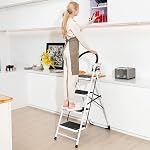Goplus 4 Step Ladder, Tabouret pliant Step pour adultes avec large pédale antidérapante et poignée de confort pour bureau de placard de cuisine