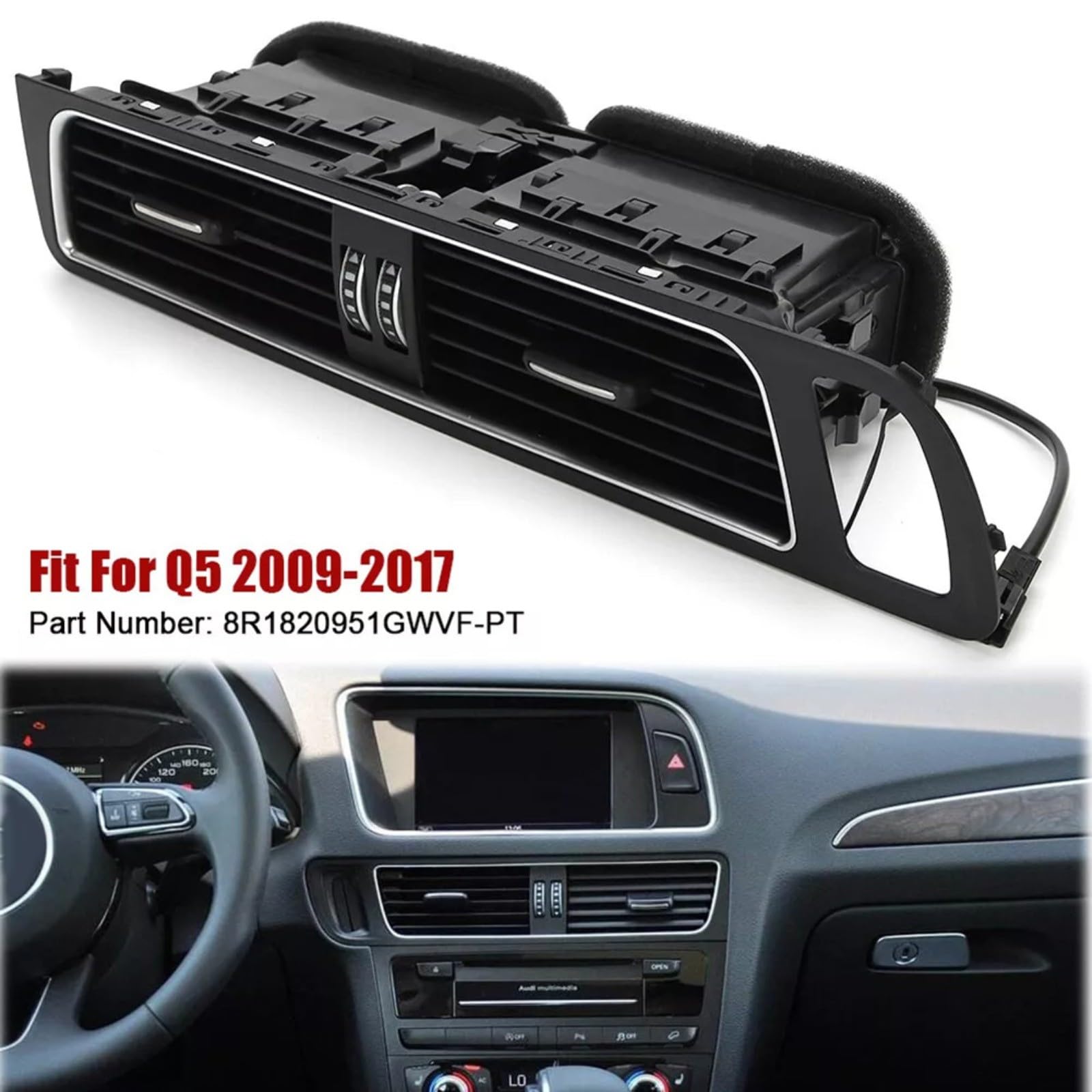 Cubierta de rejilla de ventilación central para salpicadero delantero, para Q5 2009-2018 vehículos de conducción a la izquierda, protección decorativa interior del coche