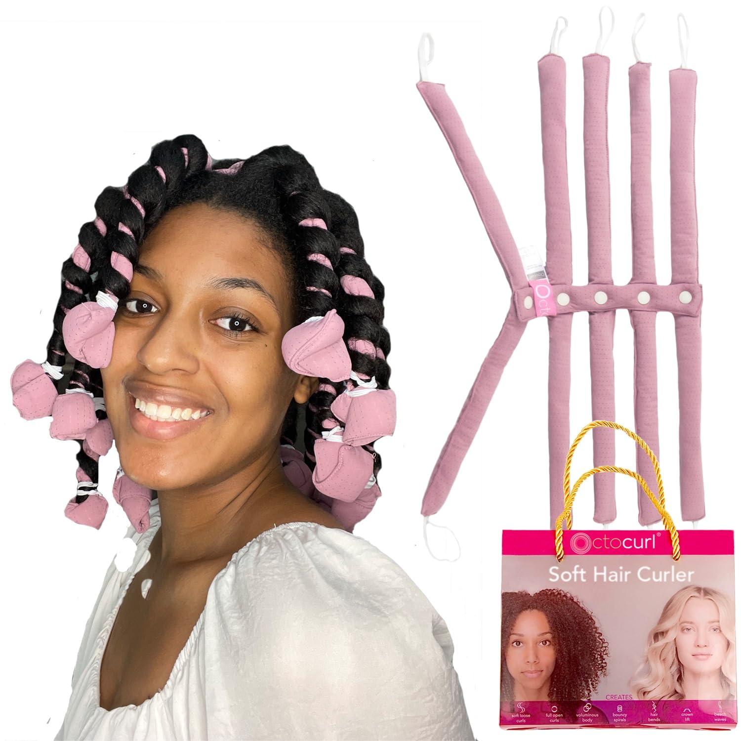 Octocurl Short Hair Curlers No Headband Soft Pillow