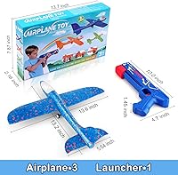Vista 6 de Fuwidvia Paquete de 3 juguetes de lanzador de aviones, 13.2 pulgadas, planeador de espuma LED, juguete de catapulta para niños, 2 modos de vuelo