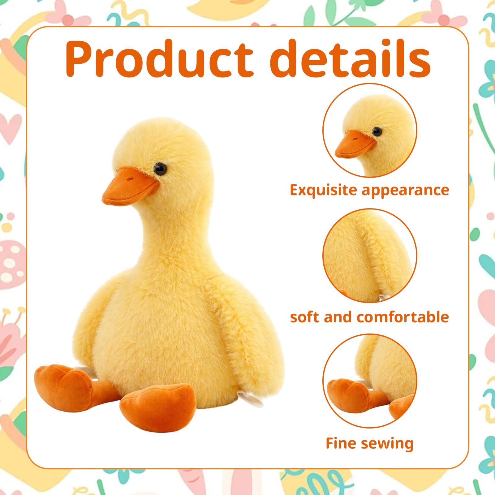 Gubilacrum Duck Teddy Plush Toy, Soft Cuddly Duck Plush, 25cm European Mink Plush Duck - Image 3